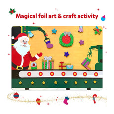 Christmas-themed foil art and craft activity from Foil Fun Holiday Magic Art Kit for kids