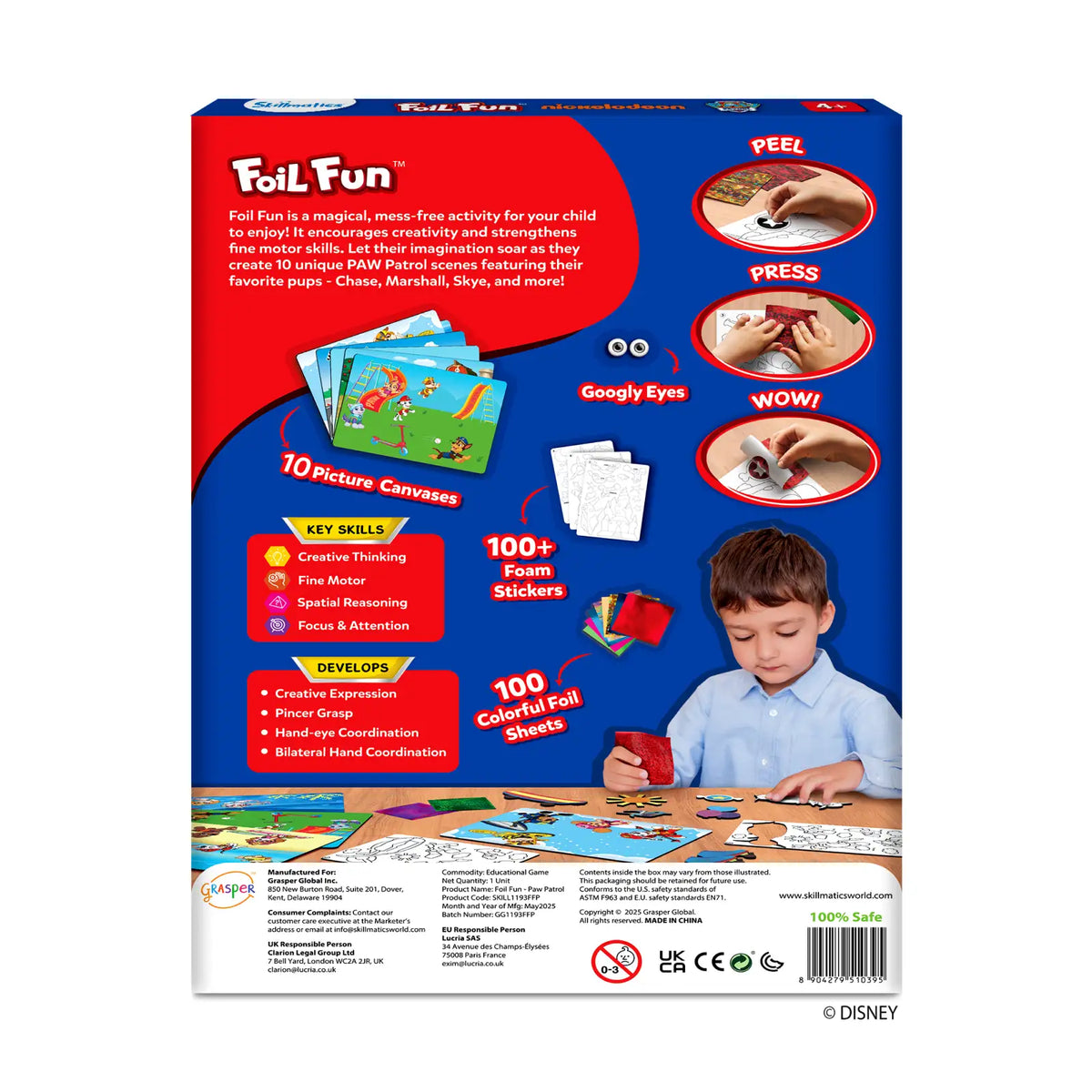 Children’s art activity kit for creating foil pictures from Foil Fun PAW Patrol No Mess Art Kit