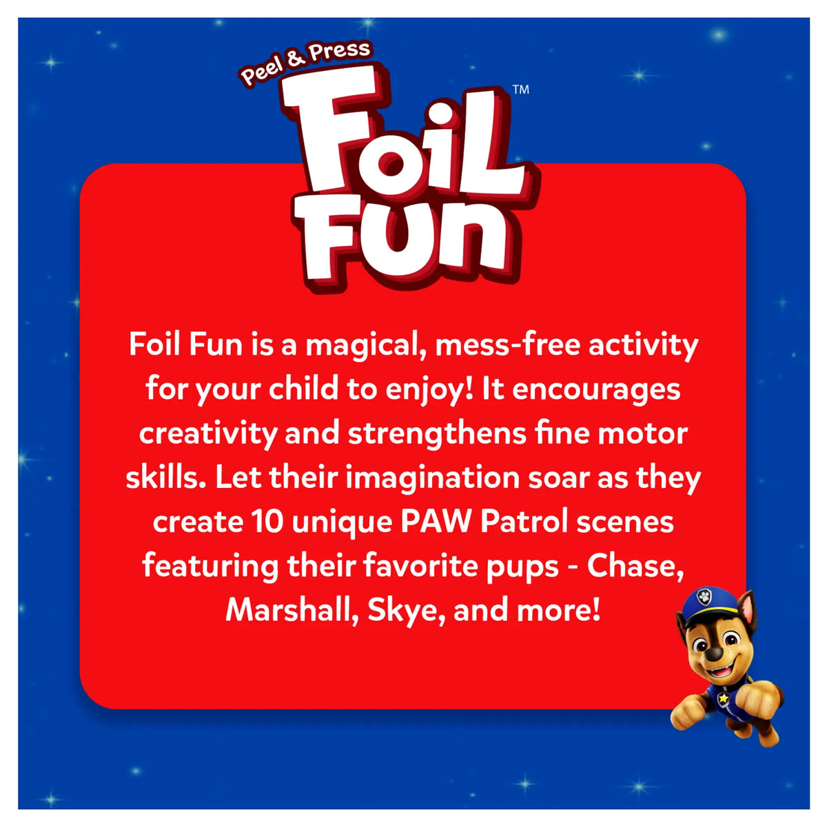Paw Patrol Foil Fun activity kit from Foil Fun No Mess Art Kit for kids ages 4-9