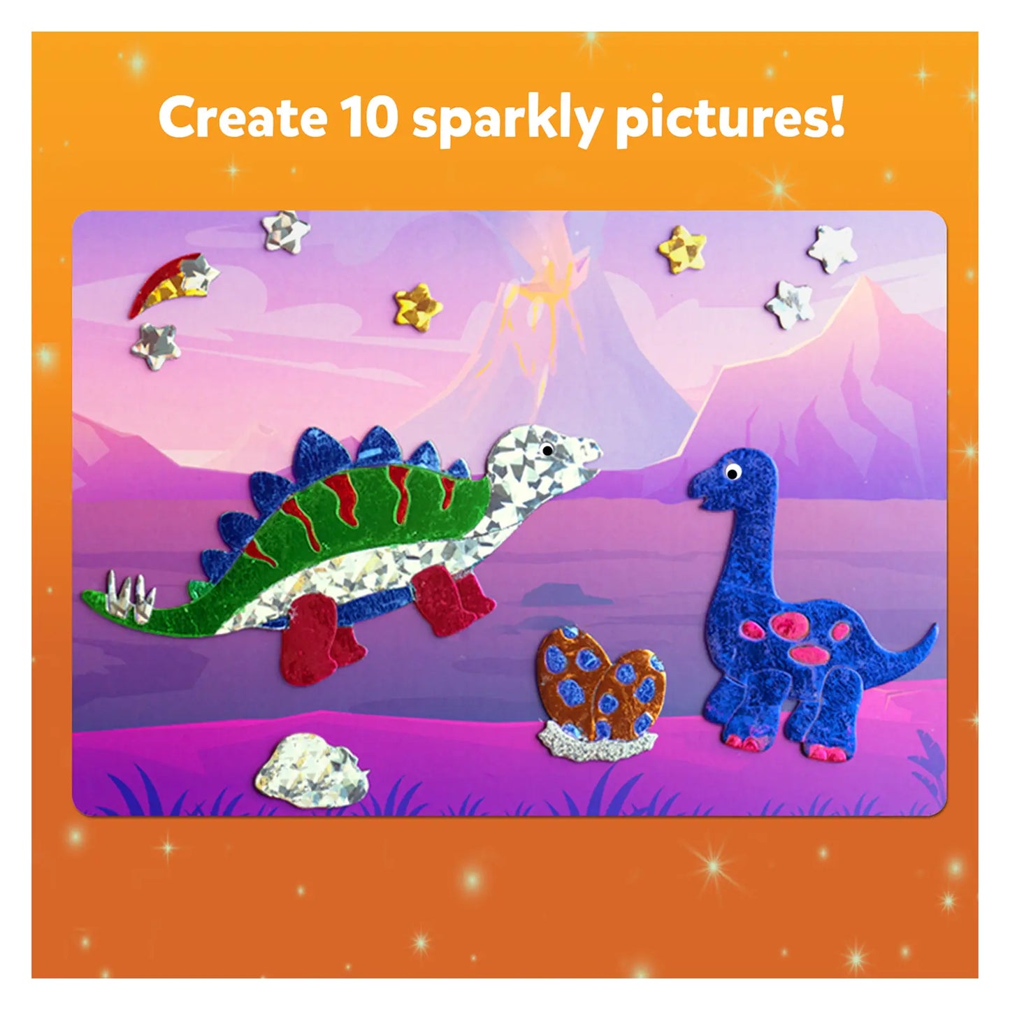 Sparkly dinosaur craft scene from Foil Fun World Of Dinosaurs art kit