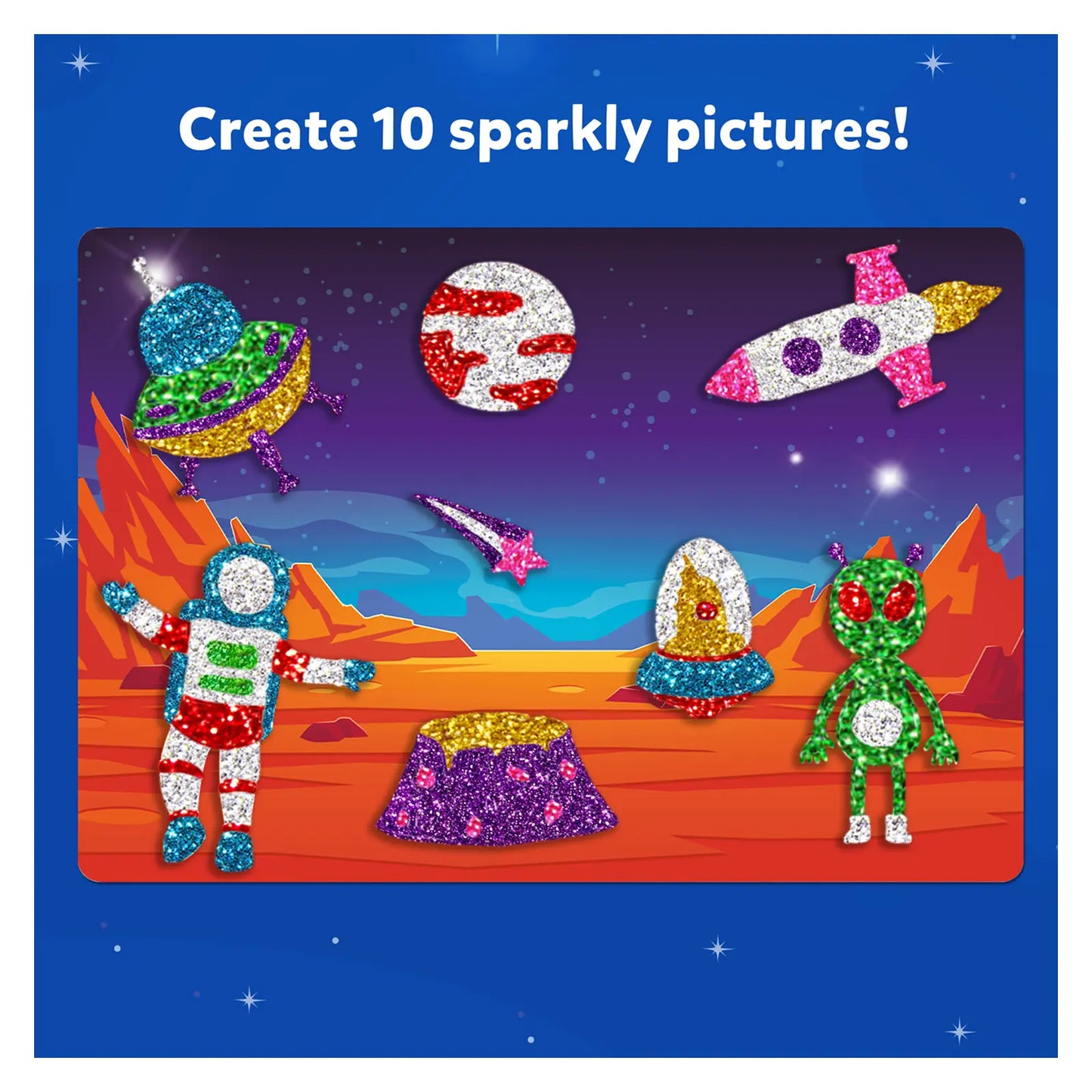 Sparkly space-themed craft set for kids in Foil Fun Up in Space No Mess Art Kit