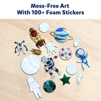Space-themed foam stickers from Foil Fun Up in Space No Mess Art Kit for ages 4-9