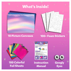 Craft kit contents for Foil Fun Unicorn & Princess No Mess Art Kit for ages 4-9
