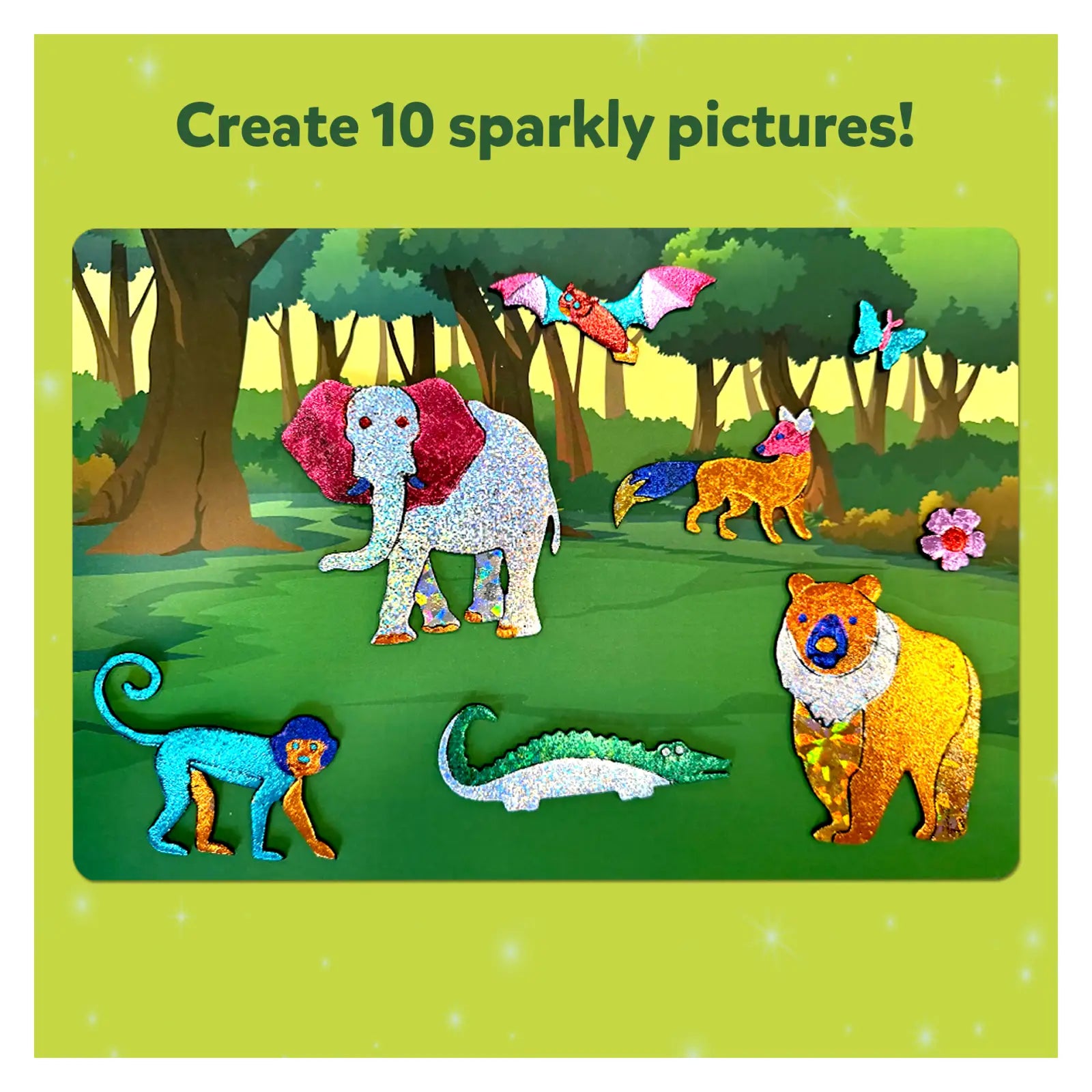 Sparkly animal sticker scene from Foil Fun World of Animals Megapack art kit