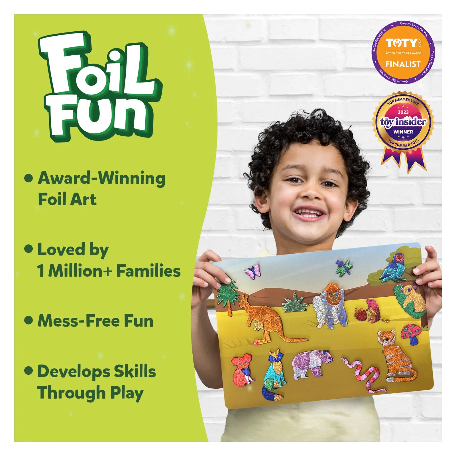 Foil art activity kit featuring animal designs from Foil Fun World of Animals Megapack