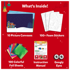 Craft kit with various components from Foil Fun Holiday Magic No Mess Art Kit for kids