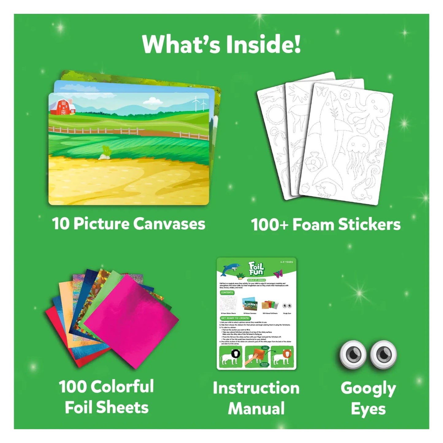 Foil Art Kit from Foil Fun World Of Animals No Mess Art Kit for Kids Ages 4-9