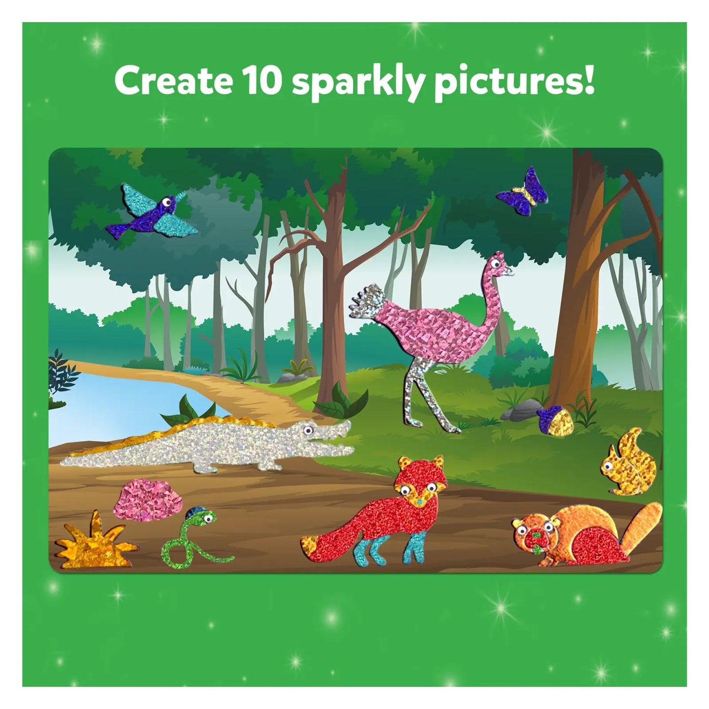 Sparkly animal sticker scene from Foil Fun World Of Animals No Mess Art Kit