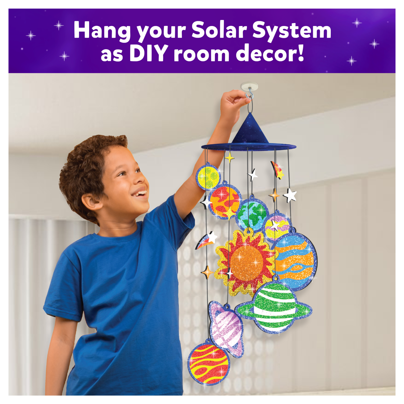 DIY solar system mobile art kit designed for children ages 4 to 12