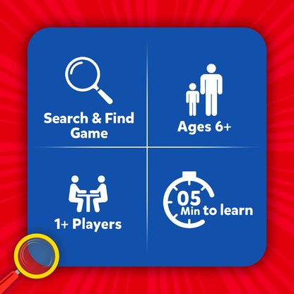 Blue game icon for Found It! Board Game smart scavenger hunt for ages 6+