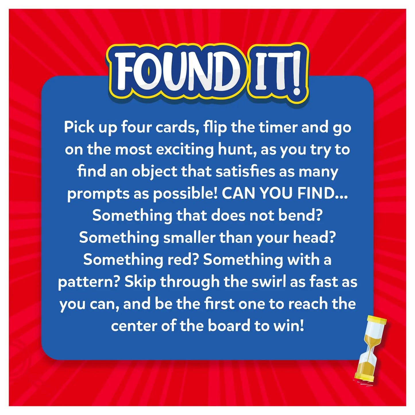 Found It! Board Game game instructions with timer for smart scavenger hunt ages 6+
