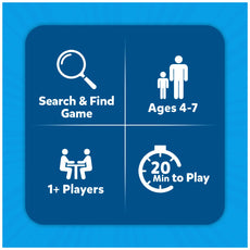 Game information icons for Found It! Smart Scavenger Hunt Game for ages 4-7