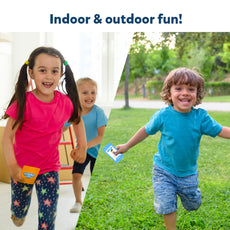 Children playing indoors and outdoors with Found It Combo for ages 4-7