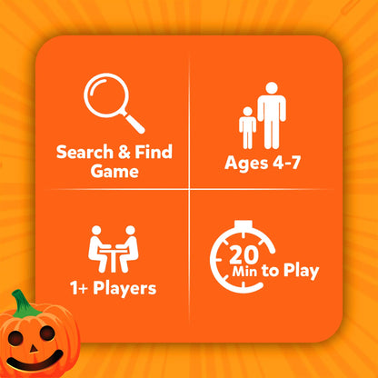 Orange game information square from Found It! Combo Indoor Outdoor for ages 4 to 7