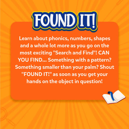 Educational game advertisement for Found It! Combo Indoor and Travel for ages 4-7
