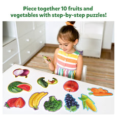 Colorful Fruit and Vegetable Puzzle Pieces for Kids Age 3+ in Step by Step Puzzle