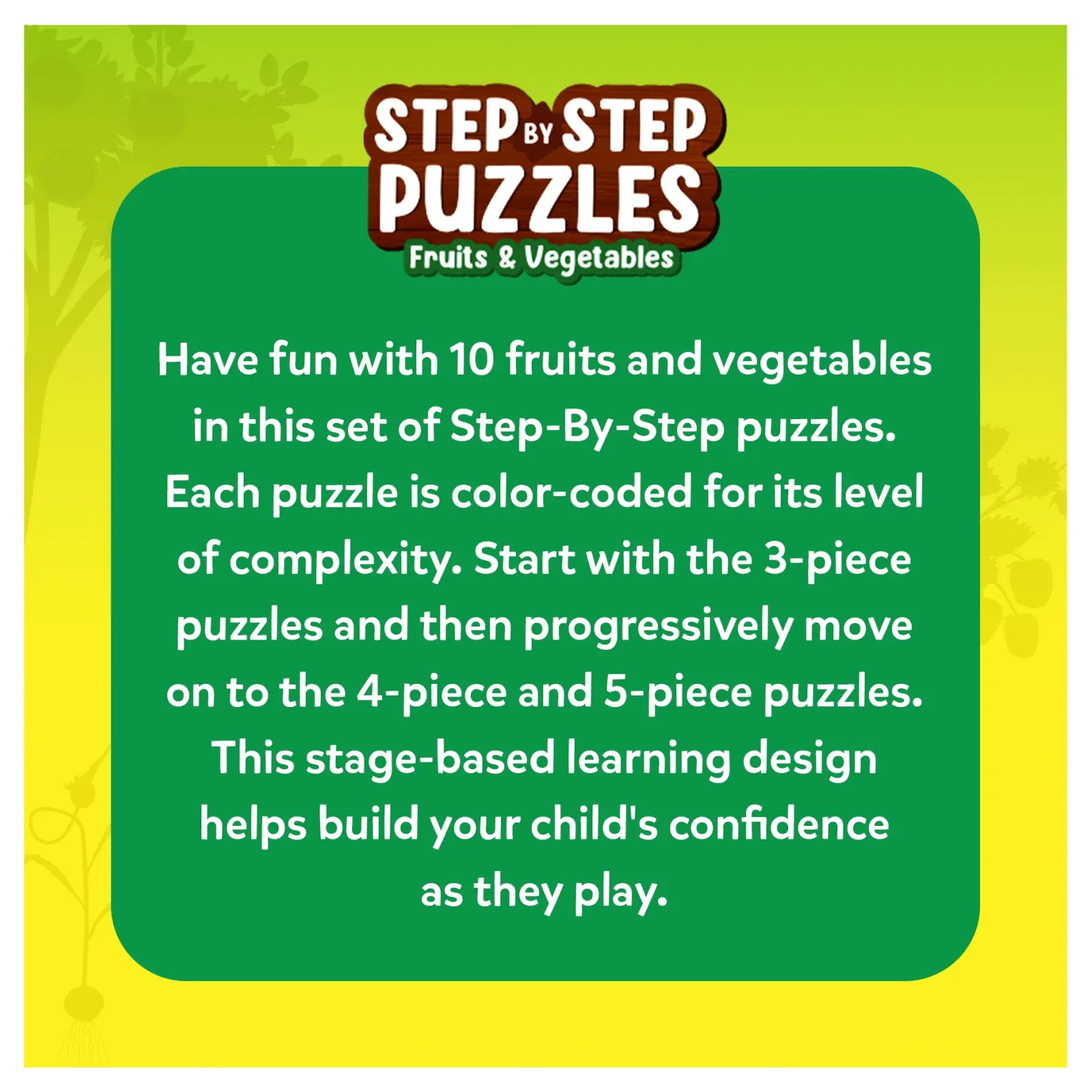 Educational fruit and vegetable puzzles for kids ages 3+ from Step by Step Puzzle series