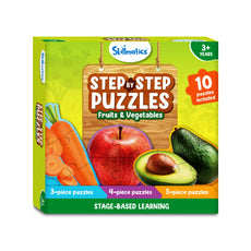Skillmatics step-by-step fruit and vegetable puzzles for kids ages 3+ in a fun learning toy