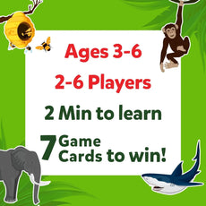 Game details for ages 3-6 on Guess in 10 Junior Animal Kingdom trivia card game