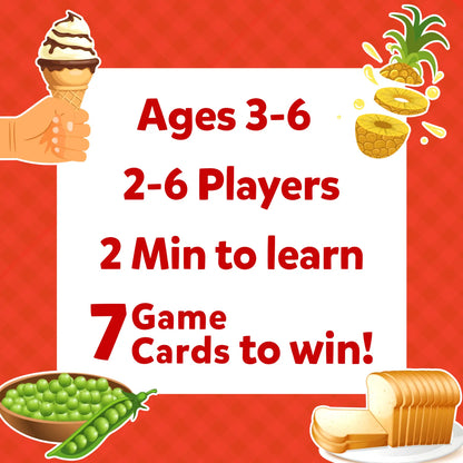 Children’s game advertisement for Guess in 10 Junior Food We Eat trivia card game