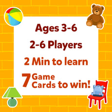 Game information for ages 3-6 on Guess in 10 Junior Inside My House trivia card game