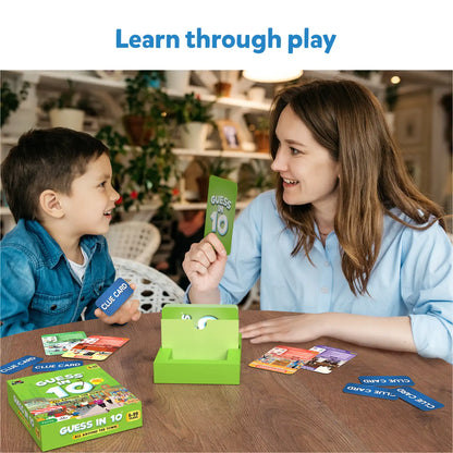Guess in 10 card game from All Around The Town trivia game for ages 6+