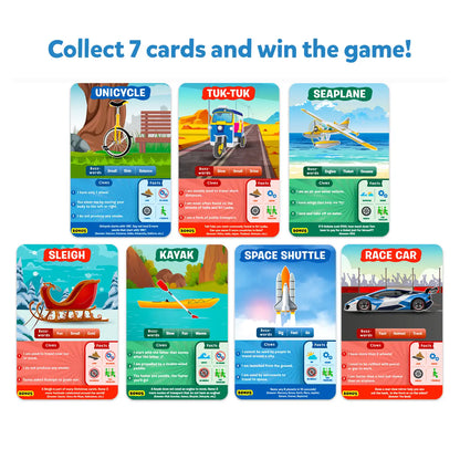 Transportation-themed card game from Guess in 10 Things That Go! trivia game for ages 6+
