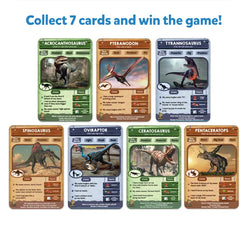 Dinosaur trading cards from Guess in 10 Deadly Dinosaurs trivia card game for ages 8+