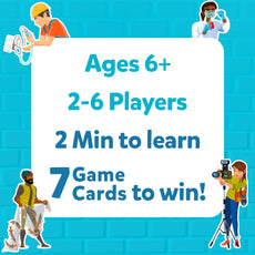 Game box cover for Guess in 10 Inspiring Professions trivia card game for ages 6+