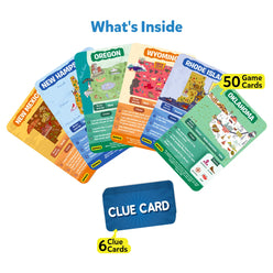 State-themed card game from Guess in 10: States Of America trivia for ages 8+