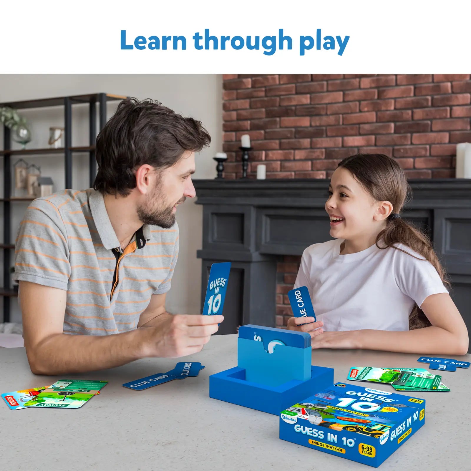 Guess in 10 game showing questions about Things That Go for ages 6 and up