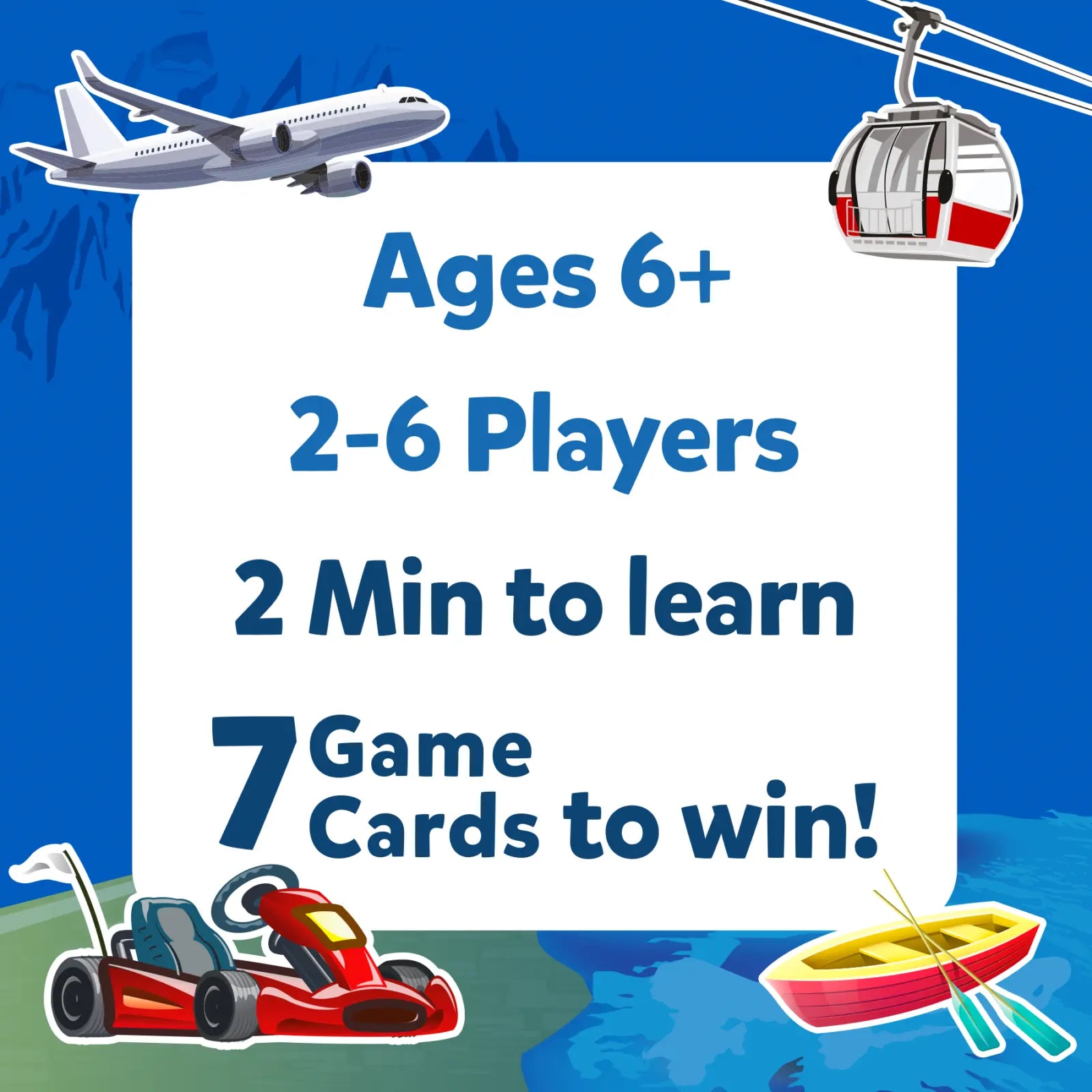 Game box cover of Guess in 10 Things That Go! Trivia card game for ages 6+