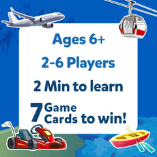 Game box cover of Guess in 10 Things That Go! Trivia card game for ages 6+