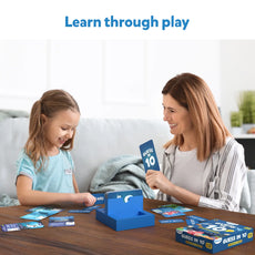 Guess in 10 Underwater Animals trivia card game with cards and a blue box for ages 8+