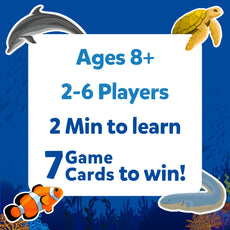 Game box displaying age and player info for Guess in 10 Underwater Animals trivia game
