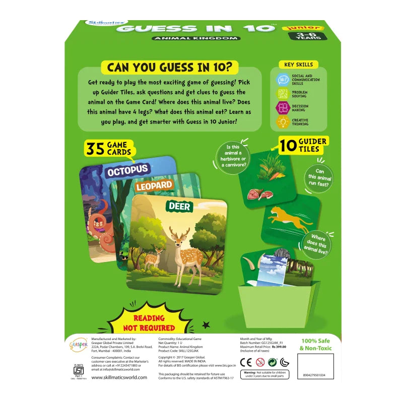 Guess in 10 Animal Kingdom game gameplay on the Animal Kingdom product packaging