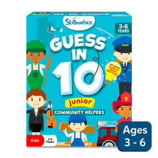 Guess in 10 Junior community helpers game box for kids ages 3-6, educational trivia card game