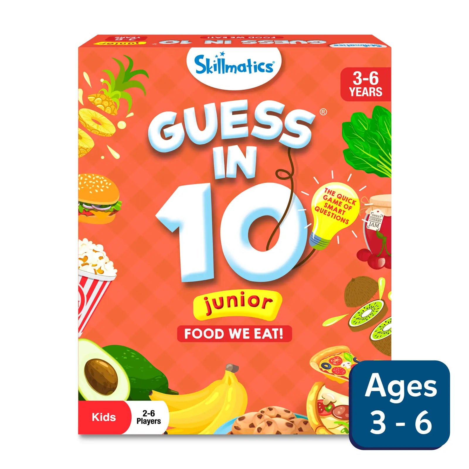Guess in 10 Junior Food Game trivia card game for kids ages 3 to 6