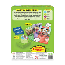 Guess in 10 game box for All Around The Town trivia card game for ages 6 and up