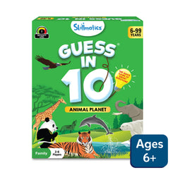 Guess in 10 Animal Planet trivia card game for ages 6 plus featuring animals