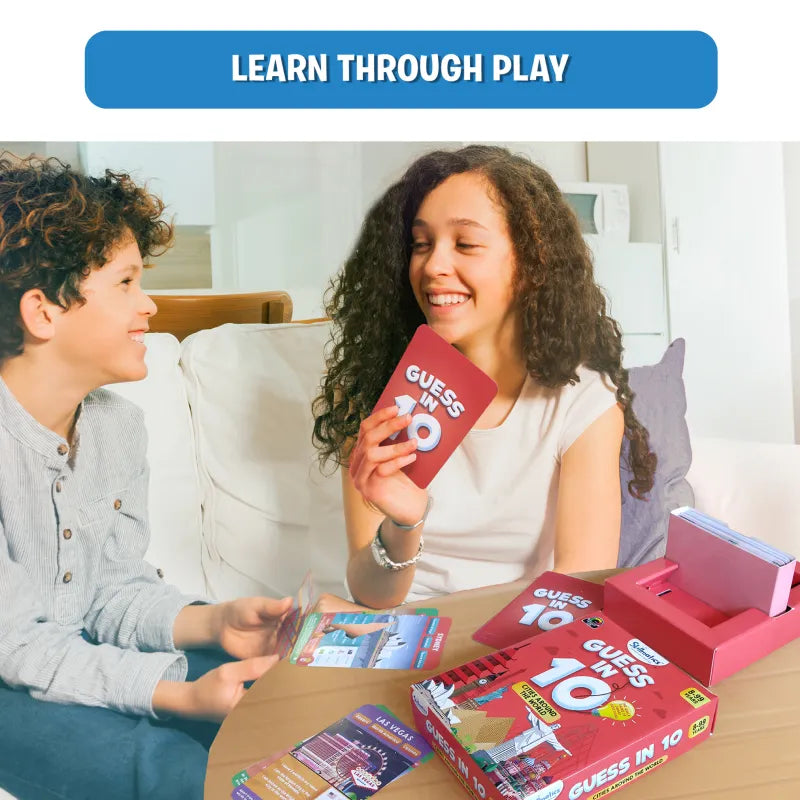 Guess in 10 card game from Cities Around The World product showing city landmarks