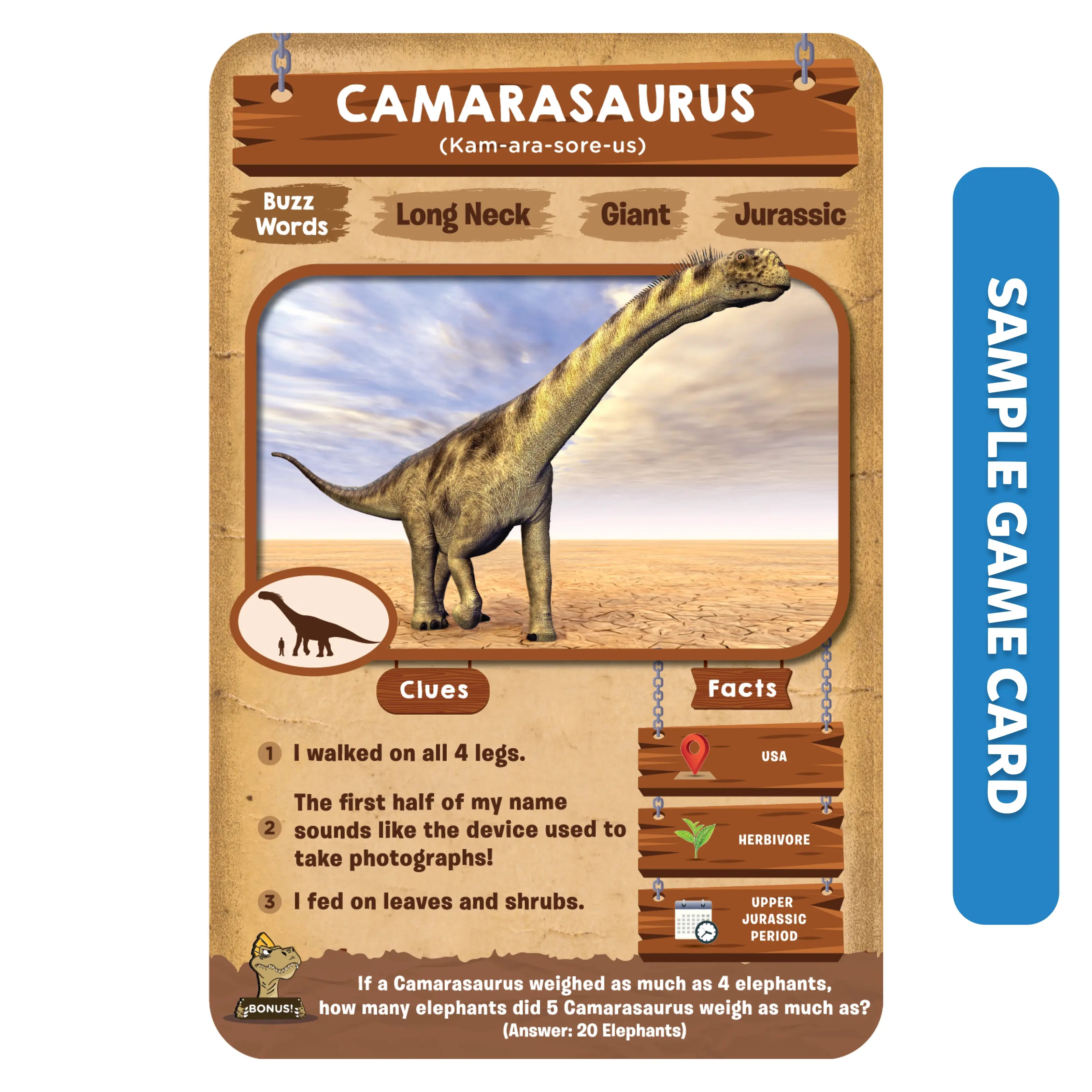 Camarasaurus dinosaur game card from Deadly Dinosaurs product collection