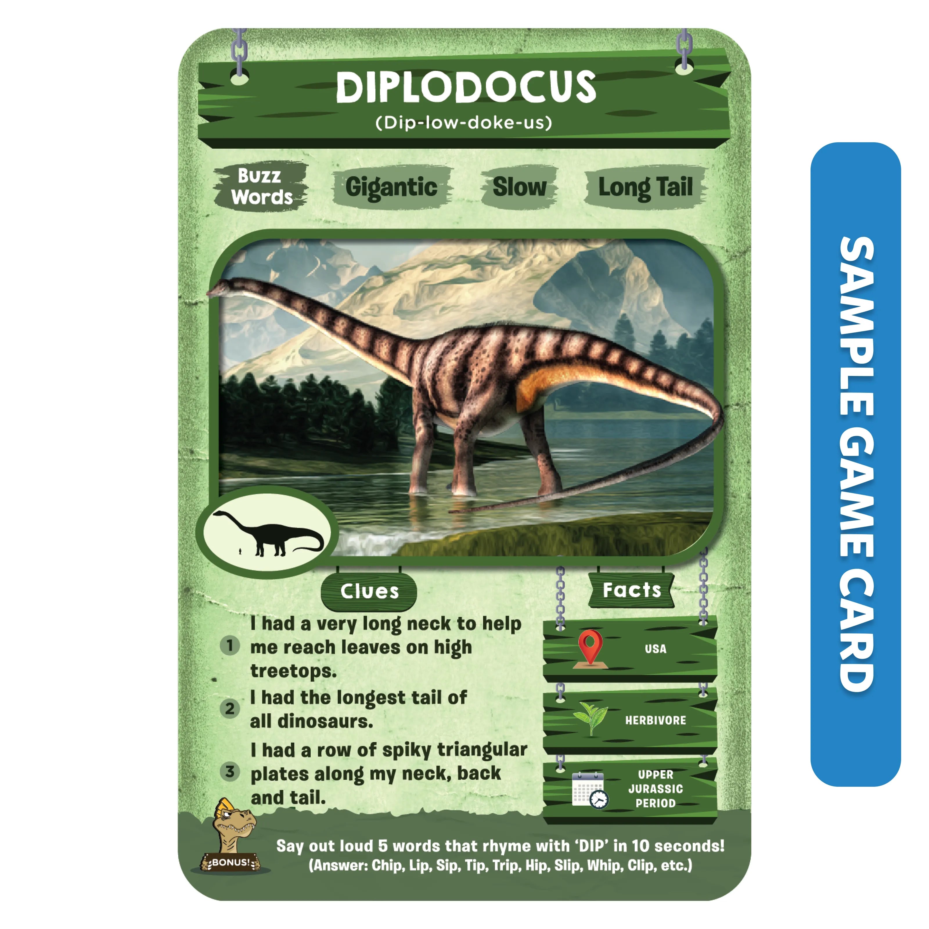 Diplodocus Dinosaur Game Card from Deadly Dinosaurs product collection