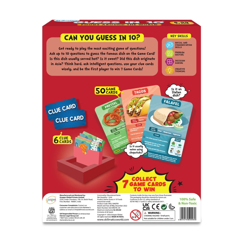 Guess in 10 game box featuring foods from around the world for ages 8 and up