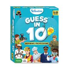Guess in 10 inspiring professions trivia card game box for ages 6+