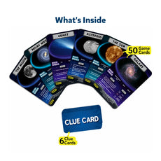 Space-themed card game for ages 8+ in Guess in 10 All About Space trivia deck
