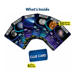 Space-themed card game for ages 8+ in Guess in 10 All About Space trivia deck