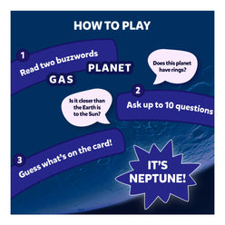 Game instructions for guessing a planet in Guess in 10: All About Space trivia card game