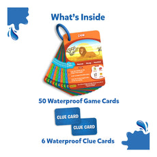 Waterproof animal flashcards from Guess in 10 Splash trivia card game for ages 6+