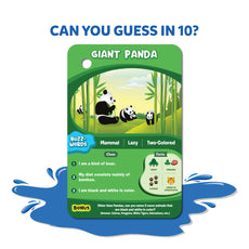 Giant panda guessing card from Guess in 10 Splash waterproof trivia game for ages 6 plus